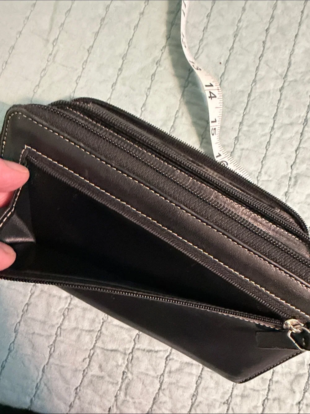 Lodis Black Leather Wallet zip around inside zipper pocket